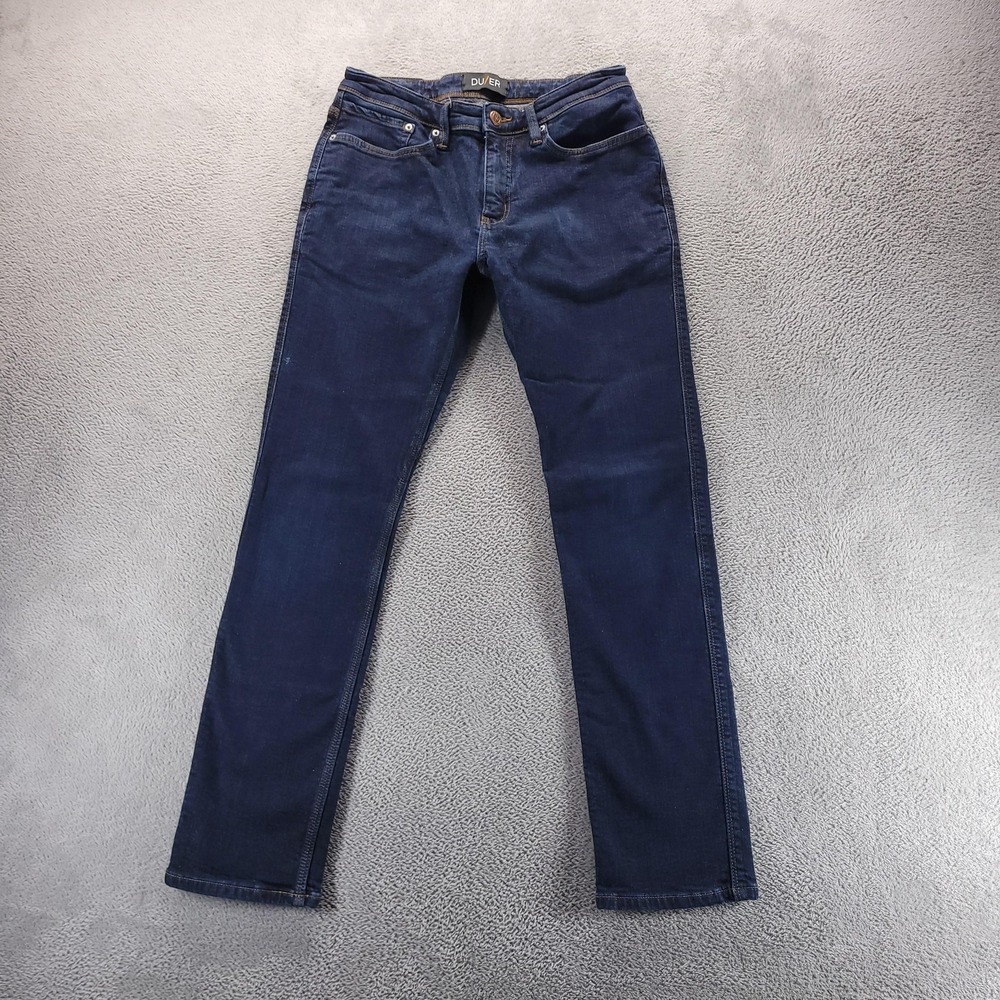 DUER Jeans Mens 32x30 Blue N2X Relaxed Taper Dark Wash Stretch Denim Comfort